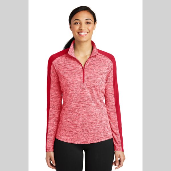 Ladies PosiCharge ® Electric Heather Colorblock 1/4 Zip Pullover Thumbnail