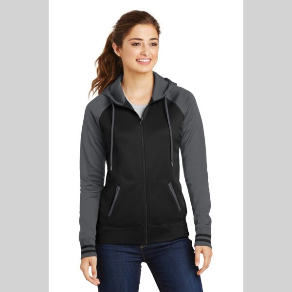 Ladies Sport Wick ® Varsity Fleece Full Zip Hooded Jacket Thumbnail