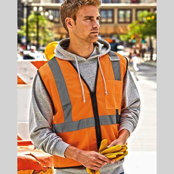 Single Pocket Zipper Mesh Class 2 Vest Thumbnail
