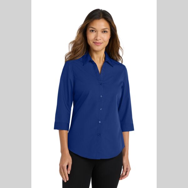 Ladies 3/4 Sleeve Carefree Poplin Shirt Thumbnail