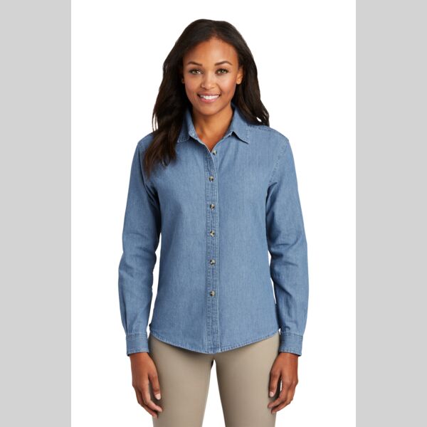 Ladies Long Sleeve Value Denim Shirt Thumbnail